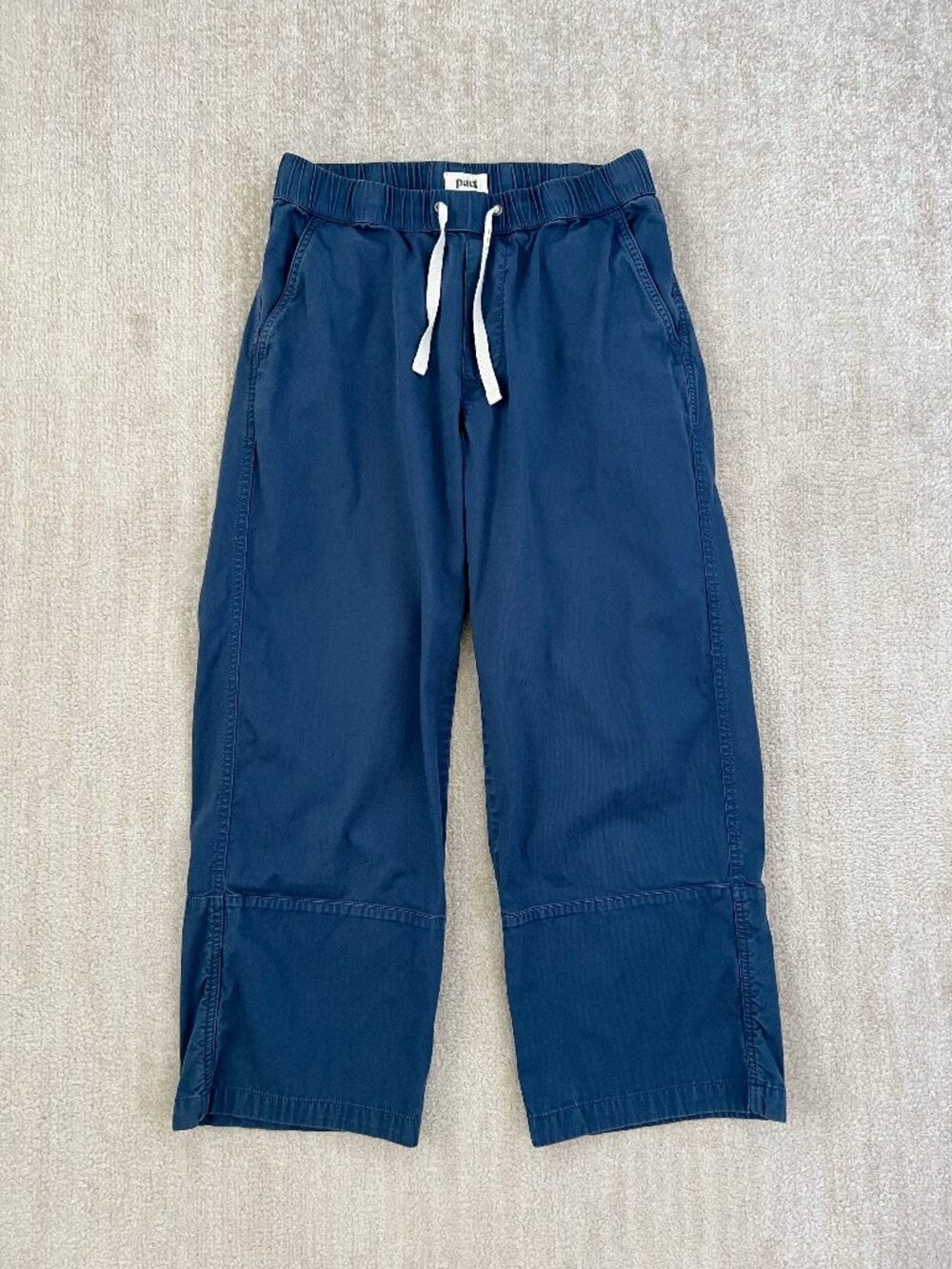 Pact Daily Twill Crop Wide Leg Pull On Pants Blue Organic Cotton Size S
